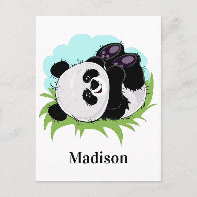Cute Panda custom name postcard (Front)