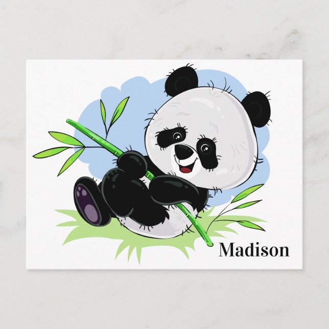 Cute Panda custom name postcard (Front)