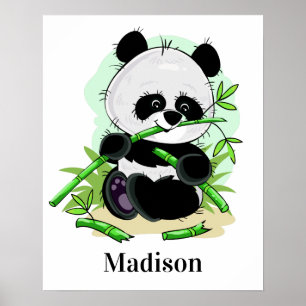 Cute Panda custom name poster