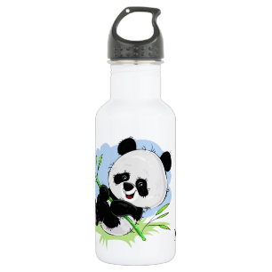 Cute Panda custom name water bottles