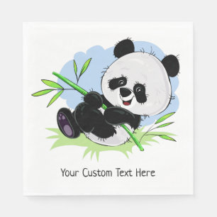 Cute Panda custom text paper napkins