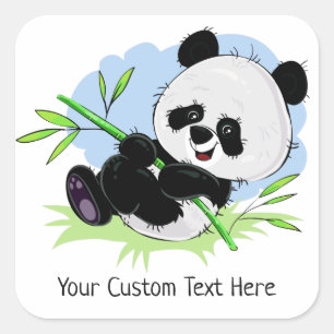 Cute Panda custom text stickers