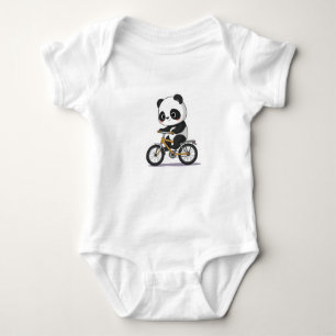 Cute Panda Cycling Adventure T-shirt Baby Bodysuit
