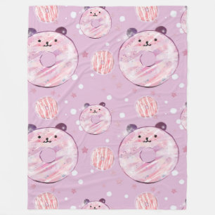 Cute Panda Doughnuts – Pastel Aesthetic Fleece Blanket