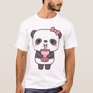 Cute Panda Drinking Bubble Milk Tea T-Shirt