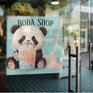  Cute Panda drinking bubble tea, boba tea