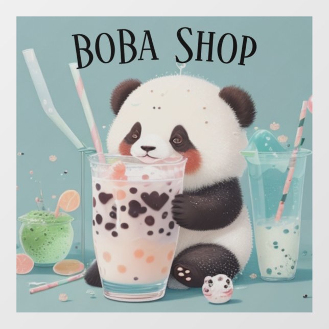  Cute Panda drinking bubble tea, boba tea (Sheet)