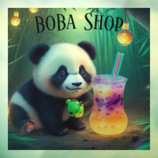  Cute Panda drinking bubble tea, boba tea
