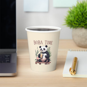 Cute Panda drinking bubble tea, boba tea Paper Cups