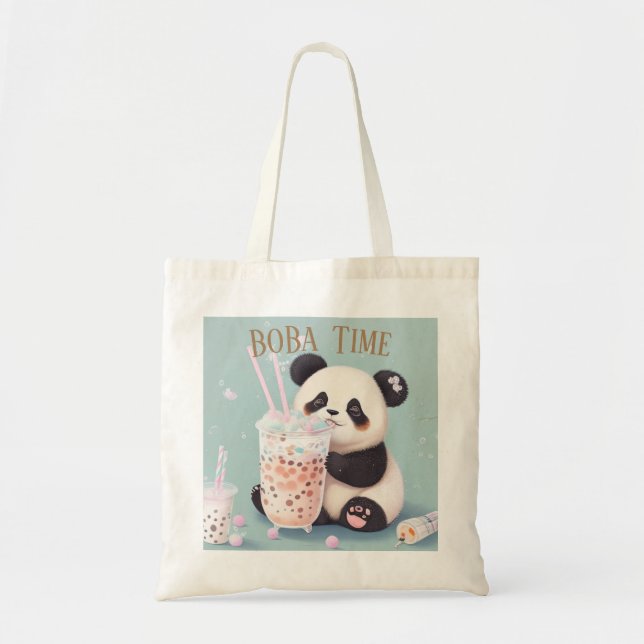  Cute Panda drinking bubble tea, boba tea Tote Bag (Front)
