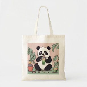 Cute Panda drinking bubble tea, boba tea Tote Bag