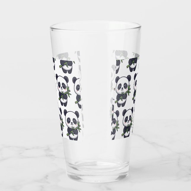 Cute Panda Drinking Glass – Seamless Pattern (Right)