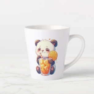 Cute Panda Drinking Orange Juice Mug   Kawaii Pand