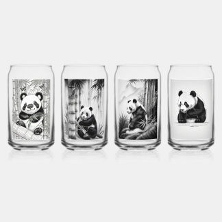 Cute Panda Drinkware Set Can Glass