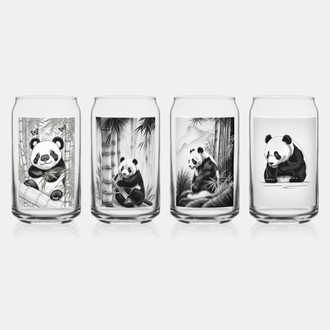Cute Panda Drinkware Set Can Glass (Front)
