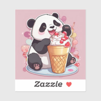 Cute panda eating an ice cream