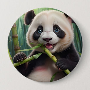 Cute Panda Eating Bamboo 10 Cm Round Badge