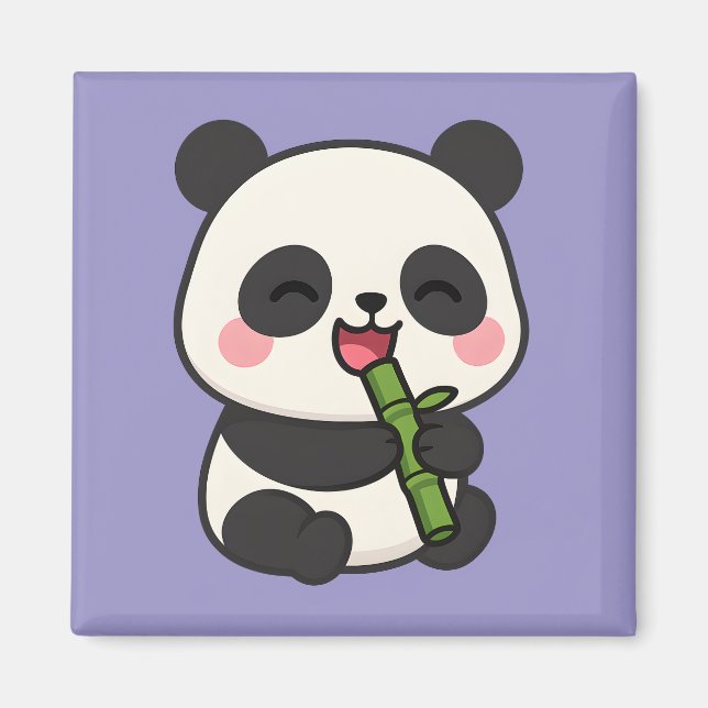 Cute Panda Eating Bamboo – Fun kitchen Magnet (Front)