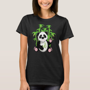 Cute Panda Eating Bamboo In Forest Animal T-Shirt
