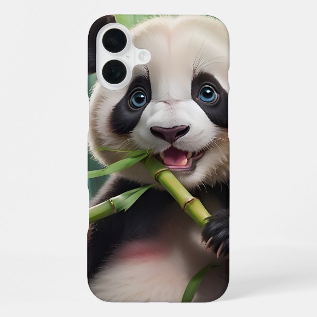 Cute Panda Eating Bamboo iPhone Case (Back)
