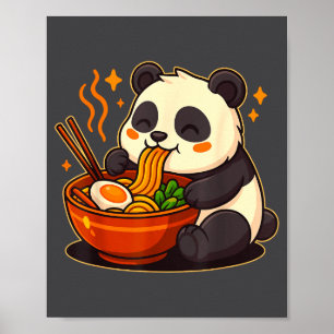 Cute Panda Eating Ramen Noodles  Poster
