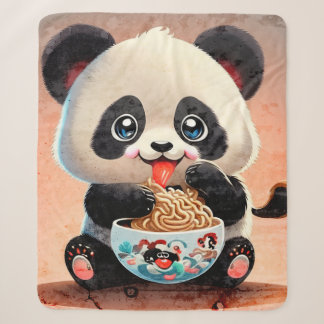 Cute Panda eating Ramen Sherpa Blanket