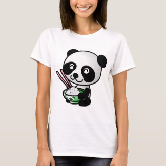 Cute Panda Eating Rice from Bowl with Chopsticks T-Shirt