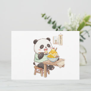 Cute Panda Eating Taiwanese Mango Shaved Ice Foodi Invitation