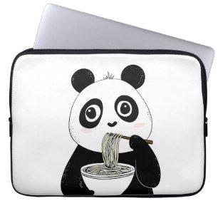 Cute Panda Eating Udon Noodles Laptop Sleeve
