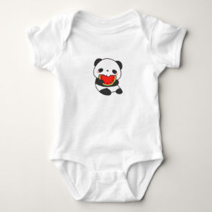 Cute Panda Eating Watermelon Baby Bodysuit