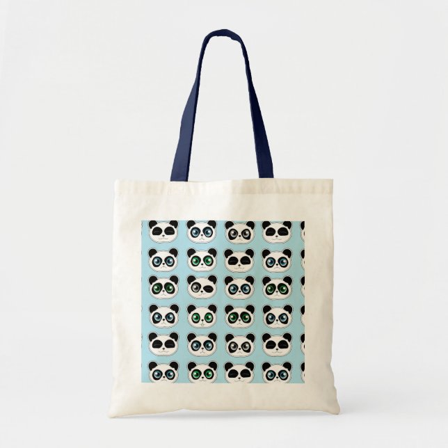 Cute Panda Expression Blue Tote Bag (Front)