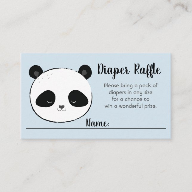 Cute Panda Face Baby Shower Diaper Raffle Enclosure Card (Front)