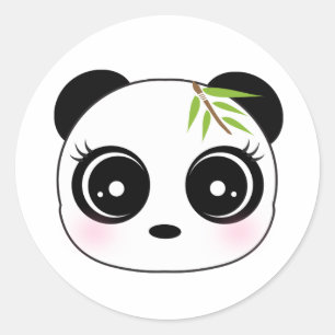 Cute panda face classic round sticker