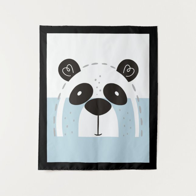 Cute Panda Face Colorblock Tapestry (Front)