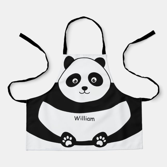 Cute Panda Face For Kids Funny All-Over Print Apron (Front)