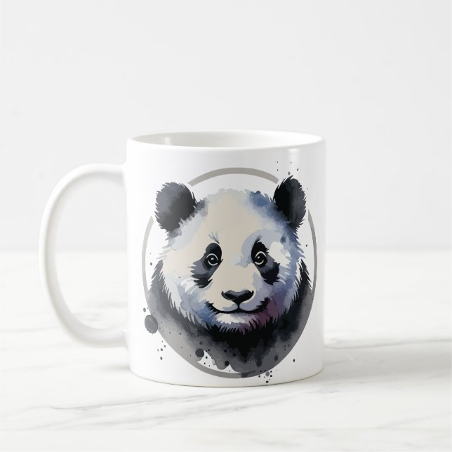 Cute Panda Face Illustration Coffee Mug (Left)