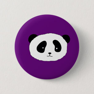 Cute Panda Face pattern purple 6 Cm Round Badge
