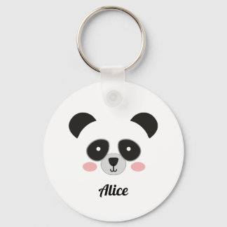 Cute Panda Face Personalised keychai – Custom Name Key Ring