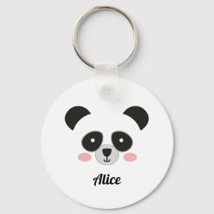 Cute Panda Face Personalized keychai – Custom Name Key Ring