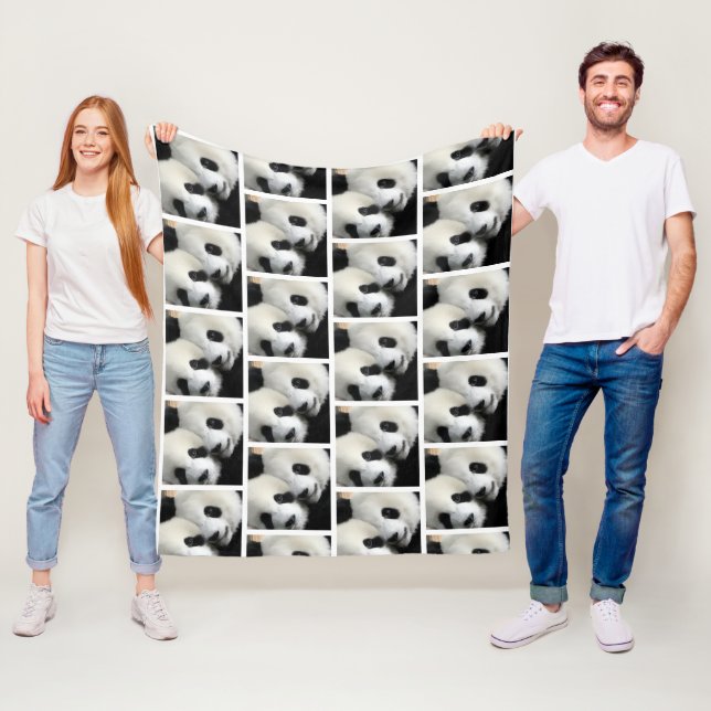 Cute Panda Faces Pattern Fleece Blanket (In Situ)