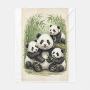 Cute Panda Family Home Decor Throw Blanket