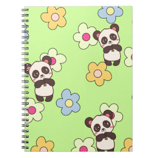 Cute Panda & Flower Kawaii Pattern Notebook