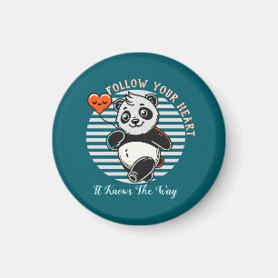 Cute Panda "Follow Your Heart" Personalised Magnet