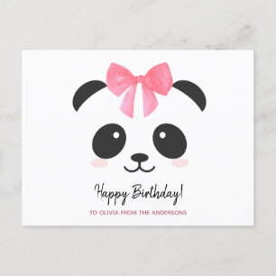 Cute panda girl Happy Birthday personalised Postcard