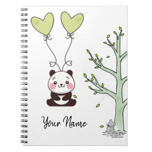 Cute Panda Girly Green Custom Notebook