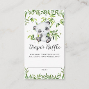 Cute Panda Greenery Baby Shower Diaper Raffle  Enclosure Card