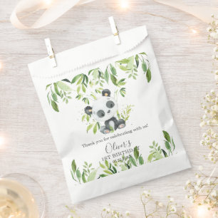 Cute Panda Greenery Bamboo Baby Shower Birthday Favour Bag