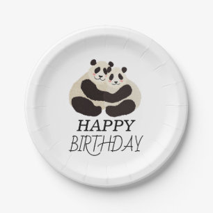 Cute Panda Greenery Bamboo Birthday Party Paper Plate