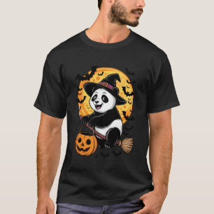 Cute Panda Halloween Witch Hat Jack-o-Lantern Cand T-Shirt