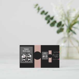Cute Panda Happy Birthday Card Black Aesthetic B